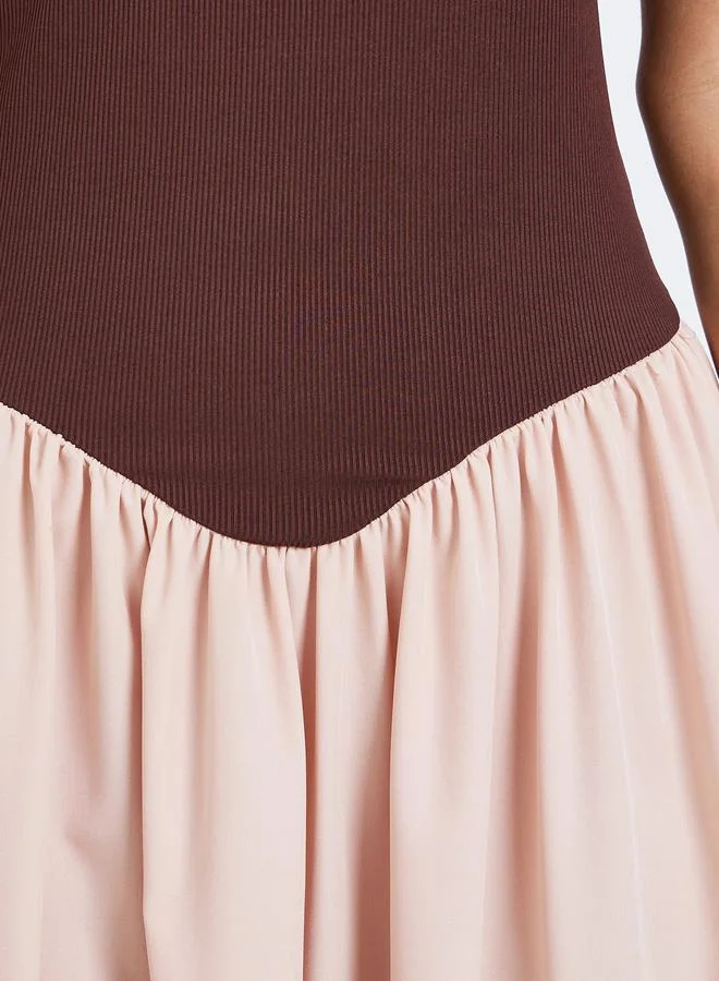 Styli  Women Brown Sleeveless A-Line Midi Dress for Women | Best Price UAE